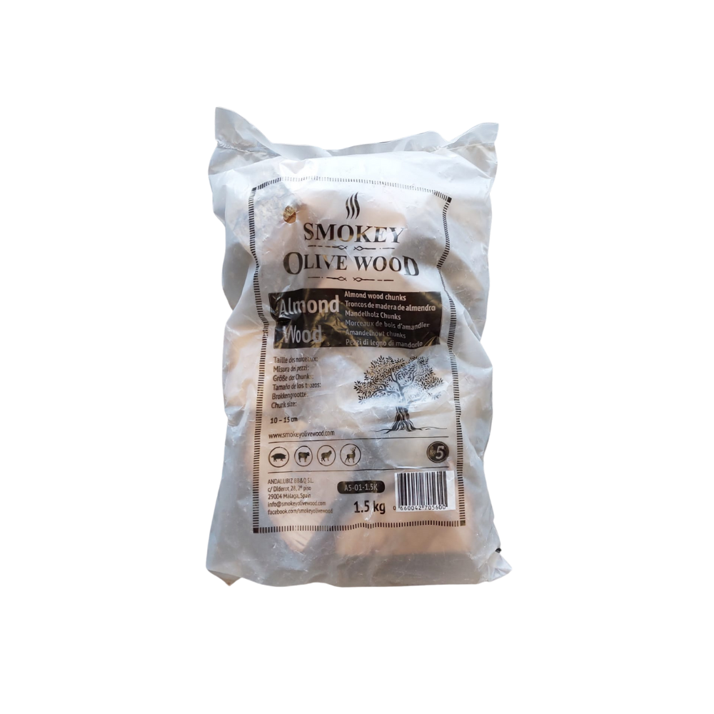 Amandelhout Chunks Nr5 Robuuste Rookchunks voor Intens Aroma 1,5 kg Premium Kwaliteit BBQ Rookchunks