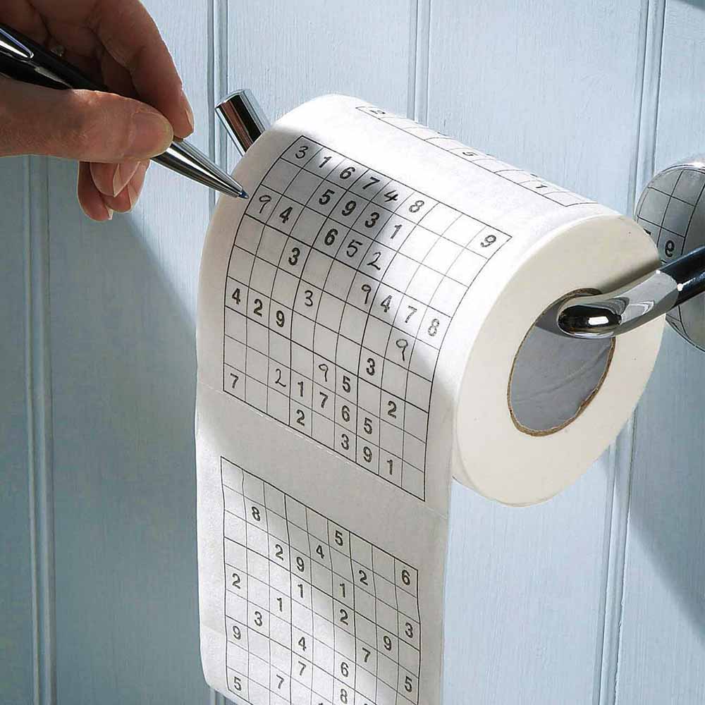 Sudoku Toiletpapier - 9 x 9 Sudoku Puzzels - Ieder Vel een Andere Puzzel - Wc Rol met Sudoku Puzzels - Sodoku wc papier