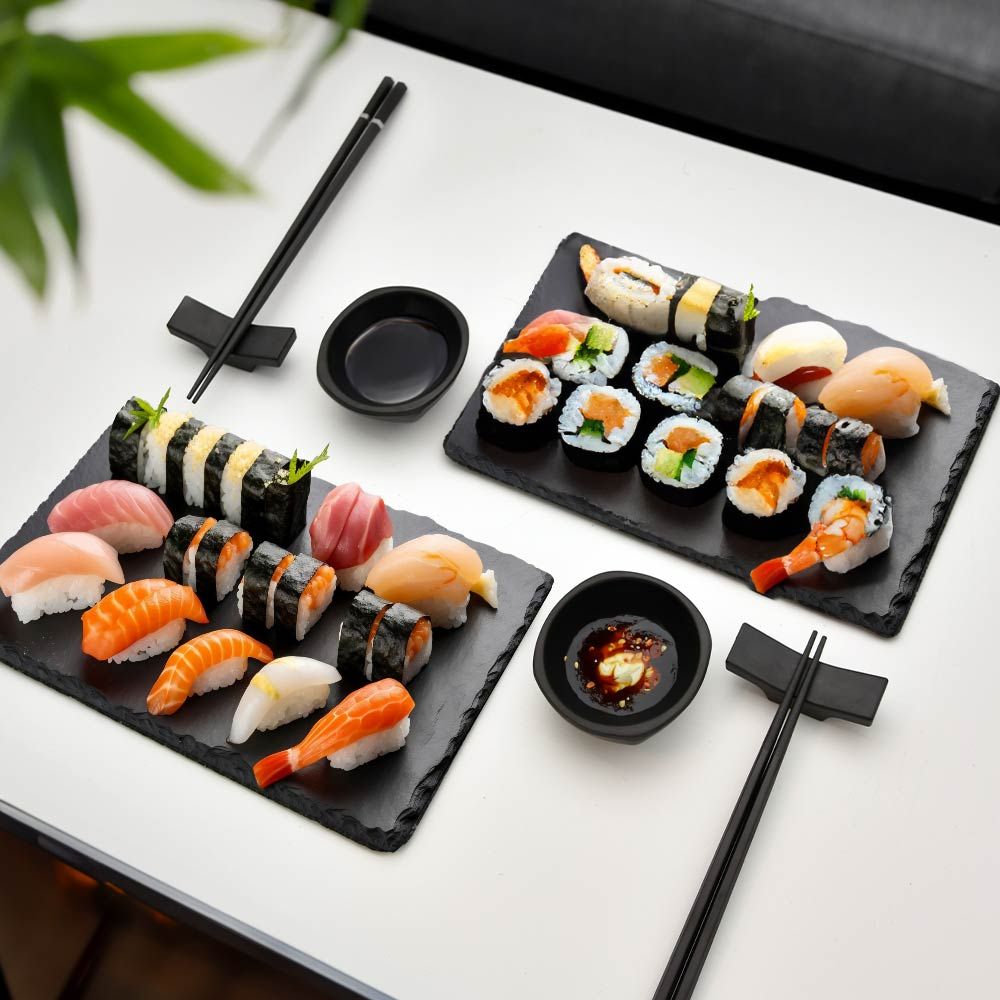 Sushi set Voor 2 personen Incl. stokjes borden Geniet van authentieke sushi ervaring Zwart Sushi accessoires Sushi servies