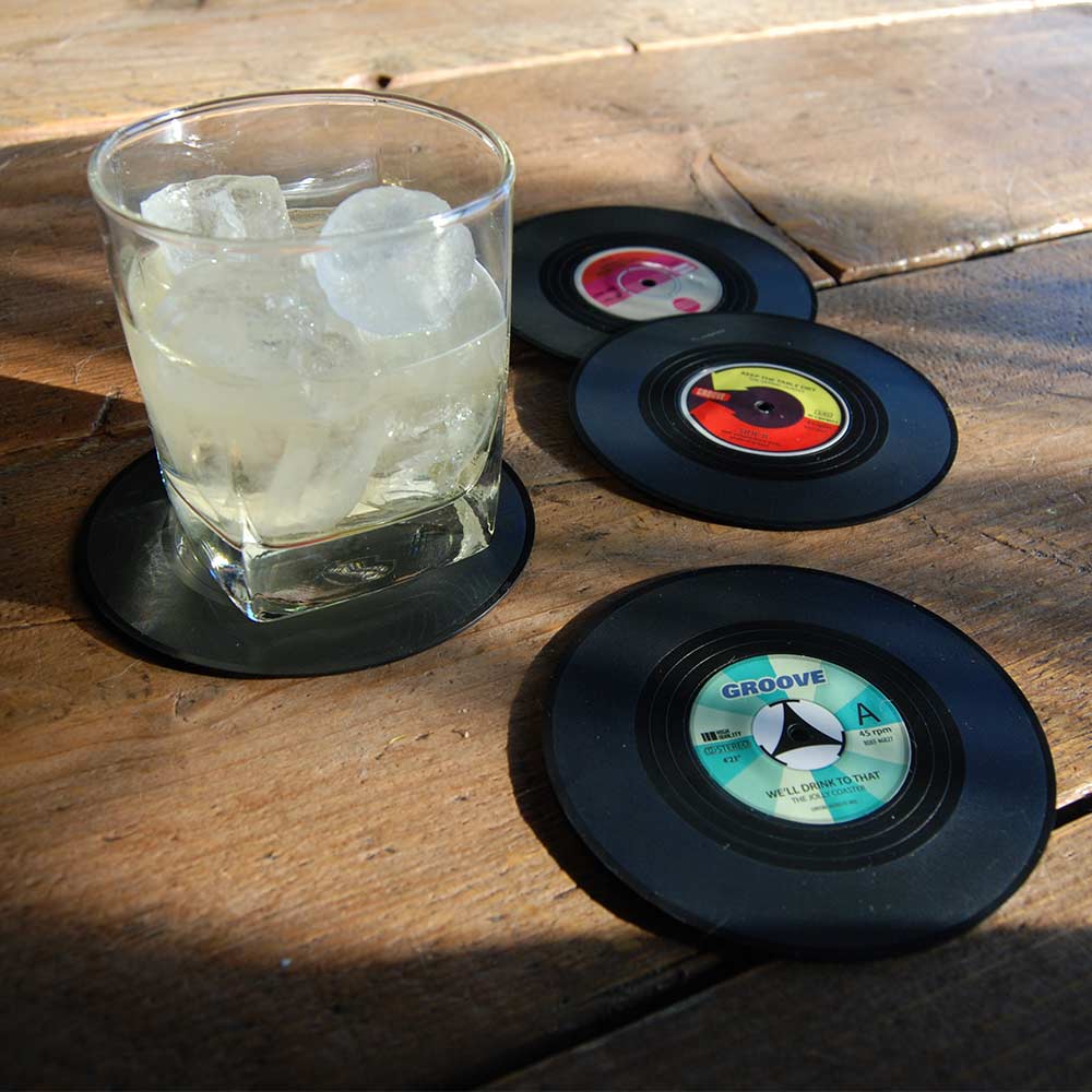 Vinyl Onderzetters Stijlvolle Bescherming voor Tafels Set van 4 Retro Accessoires Retro Onderzetters