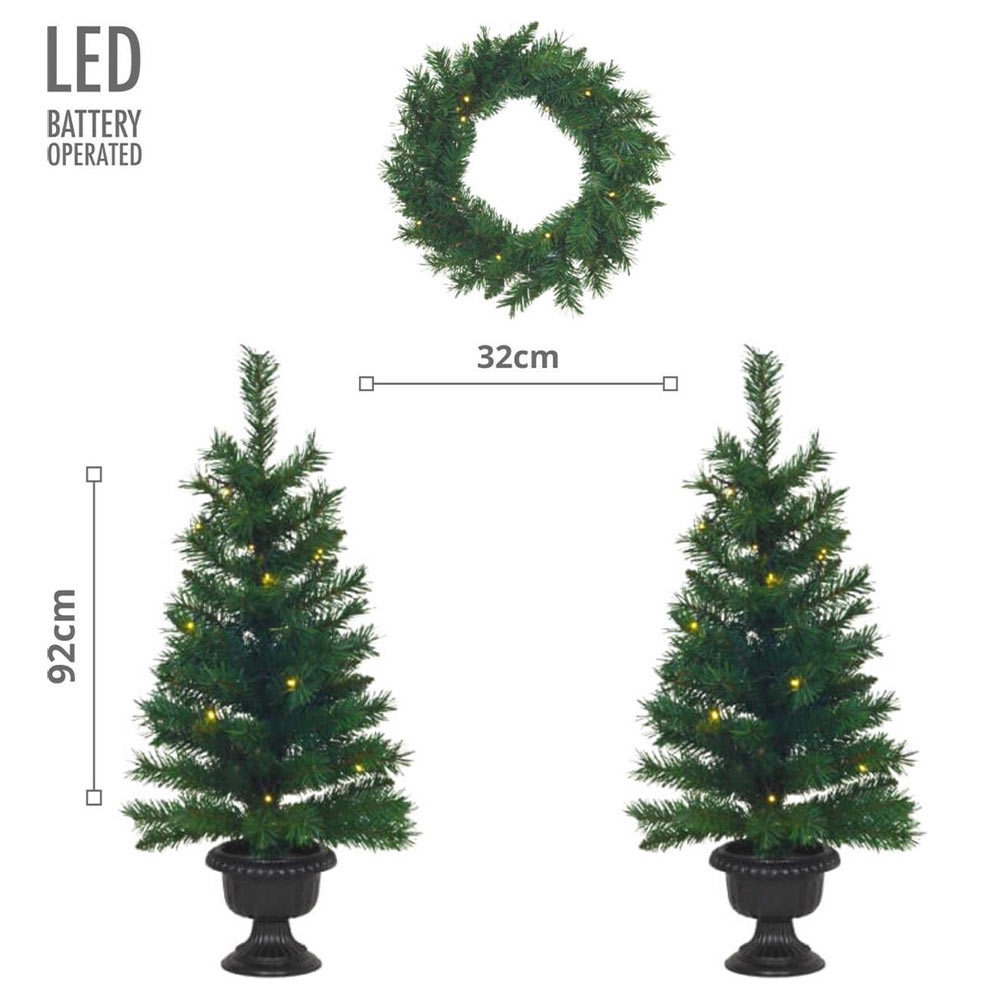 Kerst Entree - Kerstbomen en Kerstkrans met led
