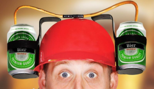 Feesten in stijl met de Bier helm rood en geel! Feesten in stijl met de Bier helm rood en geel!